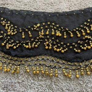 Bellydance hip scarf with gold bells